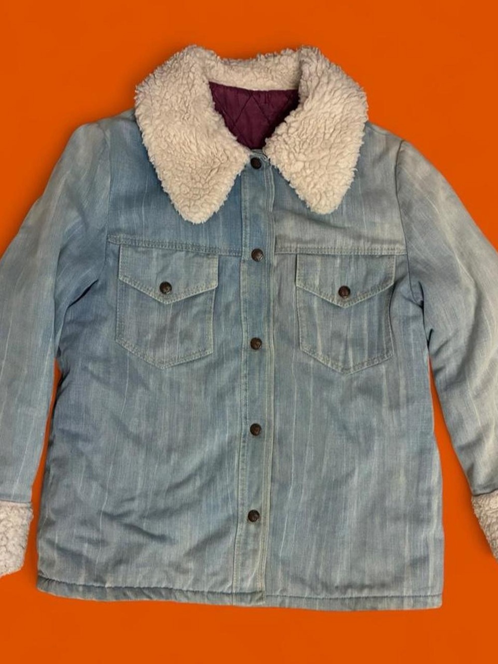 Vintage 1960s Trucker style Sherpa trim insulated jacket.